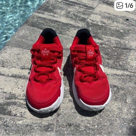 Nike Kids Red and White Sneakers - Picture 3 of 6